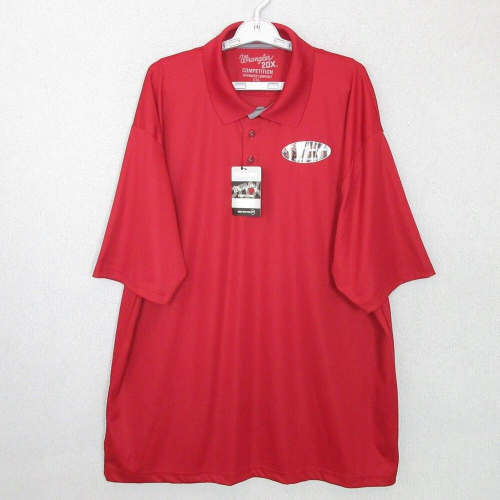 Wrangler Polo Shirt Mens XXL Red 20X Competition Advanced Comfort Short Sleeve